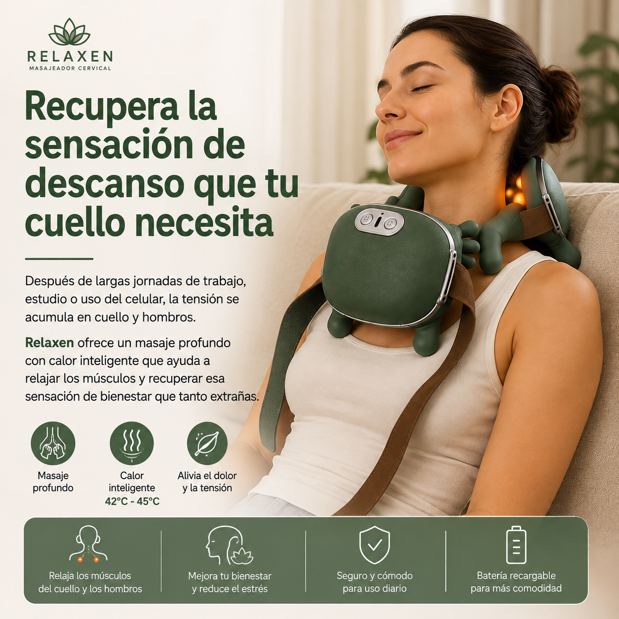Masajeador con Manos Ergonómicas Calefactoras